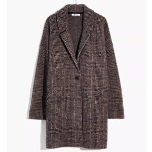 Madewell Wool Sweater Coat Plaid